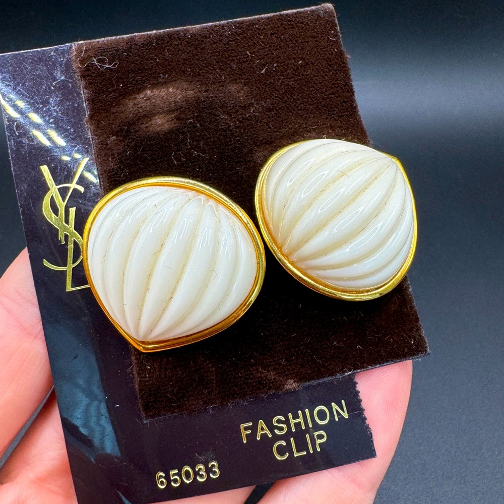 LOT 1545 18K gold plated Yves Saint Laurent vintage clip on earrings